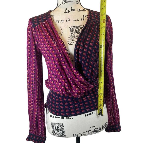 ANTHROPOLOGIE MAEVE BLOUSE WRAP LISA PUFFED SLEEVES SZ 2 FLORAL AESTHETIC V NECK - Picture 7 of 16